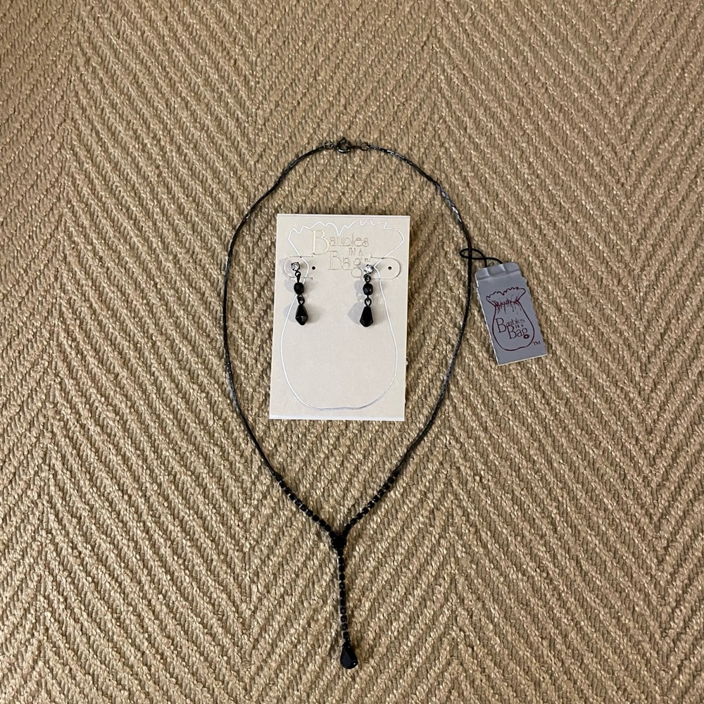 NWT Black Necklace and Earrings